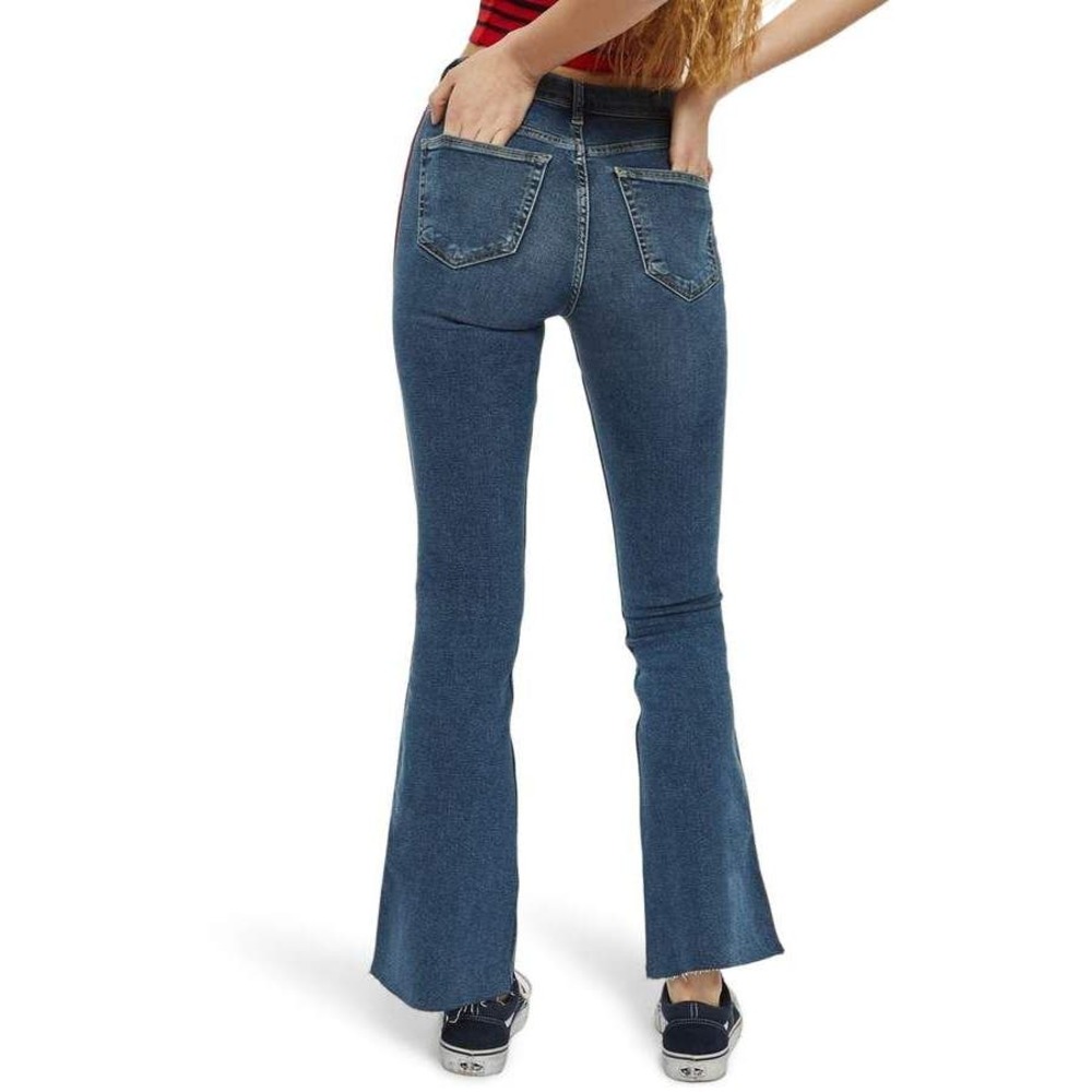 Blue Revival High Rise Demi Bootcut Jeans Sequins Sides Dark Blue Size 27 NWT